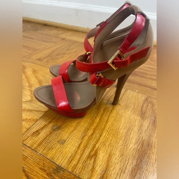 Tory Burch Red Strappy Heels - Picture 4 of 9